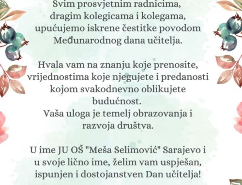 Obavještenje povodom Dana učitelja